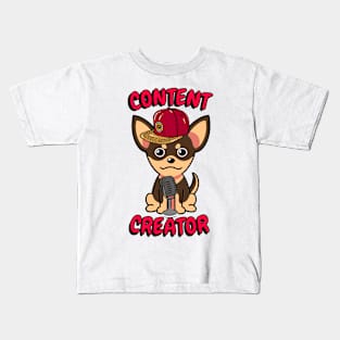 Cute small dog is a content creator Kids T-Shirt